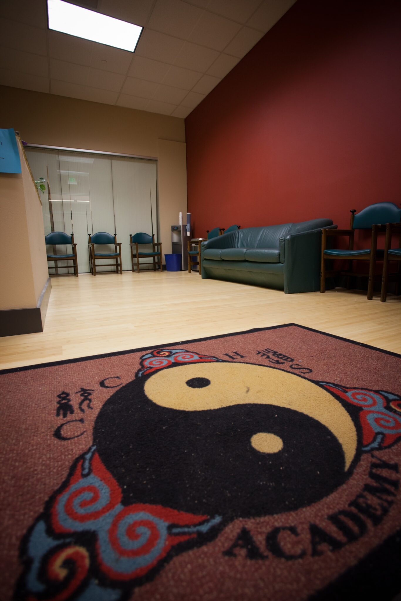 yin yang rug in lobby of acchs