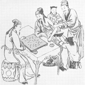 illistration of men playing go