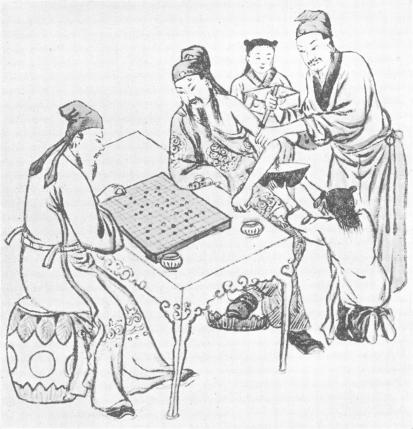 illistration of men playing go